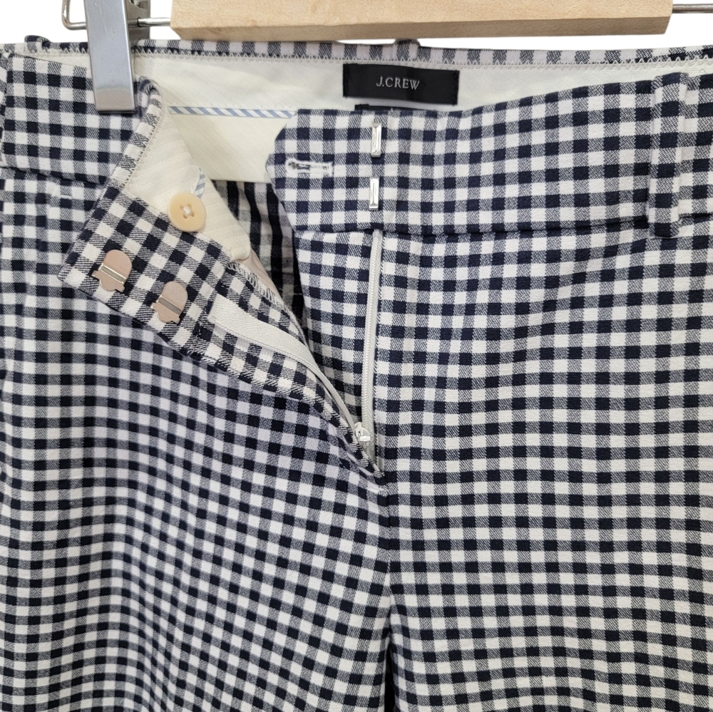 J. Crew Cameron Bi-Stretch Navy Gingham Checked Cropped Pants Cotton Womens Sz 6 - Picture 11 of 16